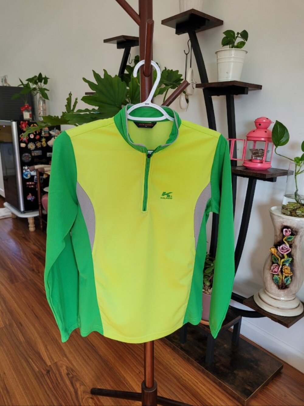 Kolping Womens Half Zip Long Sleeve Hiking Shirt, Size M, Lime Green, Outdoor